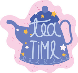 cooking lettering hand drawn font tea time kettle vector