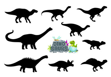 Dinosaur Silhouettes - Jurassic Reptiles Vector Image