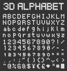 pixel block alphabet 3d retro font vector image
