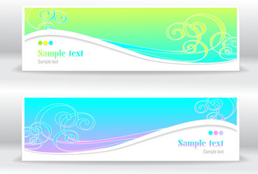 set abstract summer marine banners vector