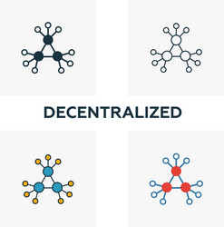 decentralized icon set four elements in different vector