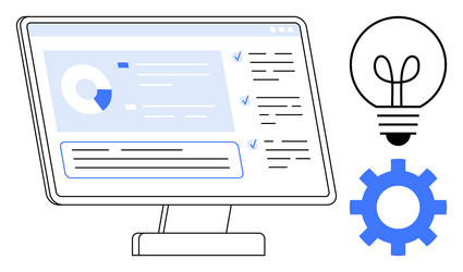 digital workflow on monitor with insights idea vector image