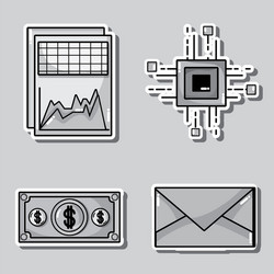 set blockchain security technology with data vector image