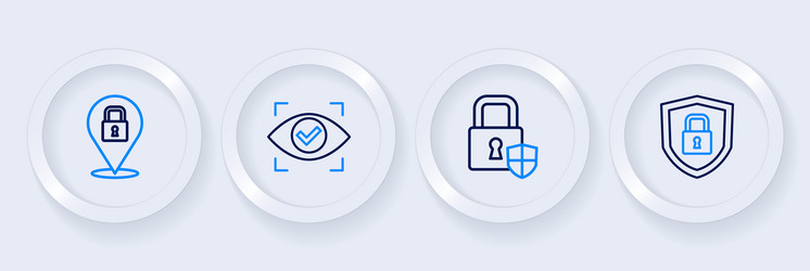 set line shield security with lock eye scan vector image