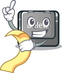with menu delete button in shape mascot vector image