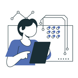 worker and big data artificial intelligence vector image