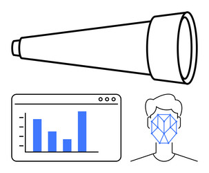 data analytics and recognition technology vector image