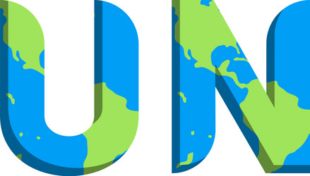 initial un logo design with world map style vector image