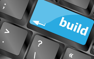 keyboard keys with build button vector image