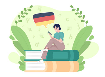 learning german language with mobile app 2d vector image