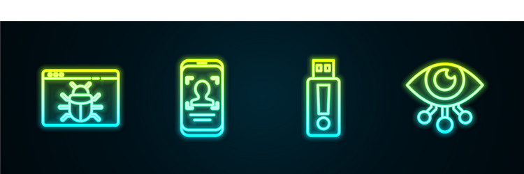 set line system bug mobile and face recognition vector image