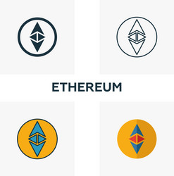 Ethereum icon set four elements in different vector