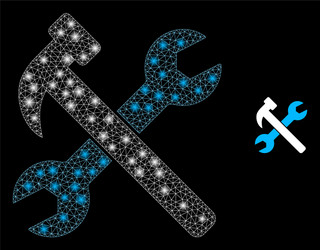 Wrench and hammer - bright web mesh vector
