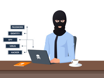 anonymous hacker spy and data theft concept vector