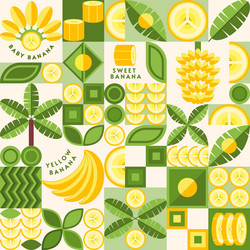 Geometric background with banana design elements vector