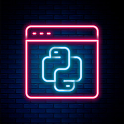 glowing neon line python programming language icon vector image