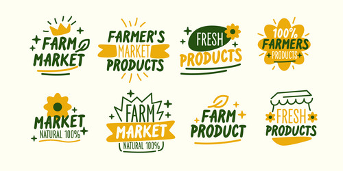graphics healthy food a set of different labels vector image