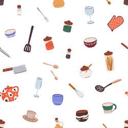 kitchenware patternseamless background kitchen vector