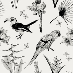 seamless pattern with wild tropical flora and faun Vector Image