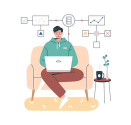 Student Learning Programming Online vector image