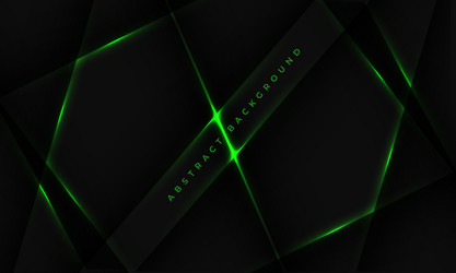 Black background with abstract green light lines vector