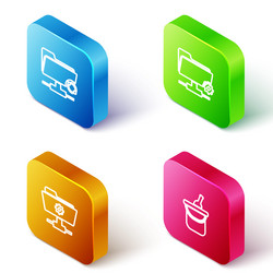 set isometric line ftp sync refresh settings vector image