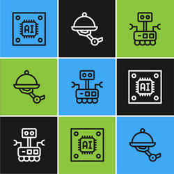 set line processor with microcircuits cpu robot vector image