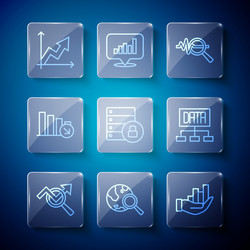 Set line search data analysis globe pie chart vector