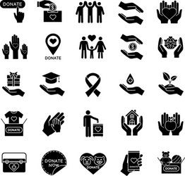 Charity glyph icons set vector