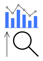 data analysis concept with bar graph line vector image