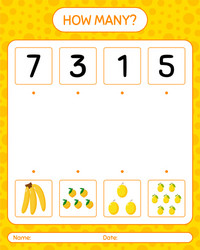 How many counting game with banana worksheet vector