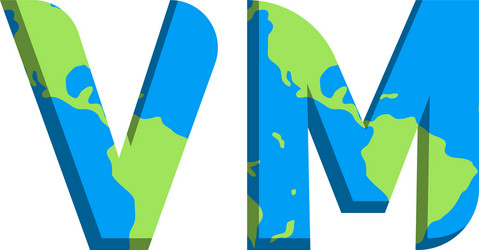 initial vm logo design with world map style vector image