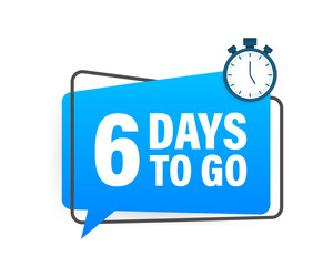 6 days to go countdown timer clock icon time vector image