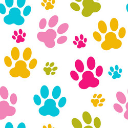 Paws background paw blue pattern Royalty Free Vector Image