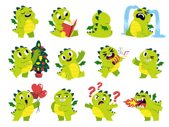 baby funny dragon character cartoon dino mascot Vector Image