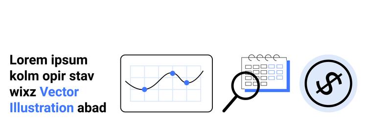 data analysis with graph calendar magnifying vector image