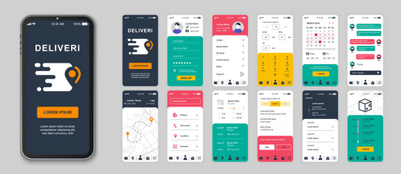 delivery mobile app screens set for web templates vector image