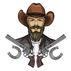 Hand drawn sketch cowboy icon vector