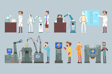 scientists invention in robotic cybernetic vector image
