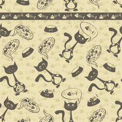 Seamless background of cats and skeletons fish vector