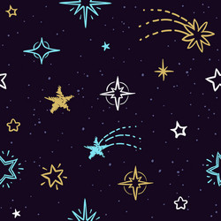 Sketch star seamless pattern starry sky Royalty Free Vector