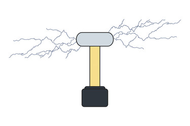 tesla coil isolated in flat electrical vector