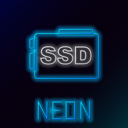 glowing neon line ssd card icon isolated on black vector