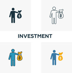 Investment icon set four elements in different vector