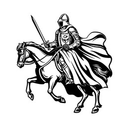 medieval armed knight riding a horse historical Vector Image