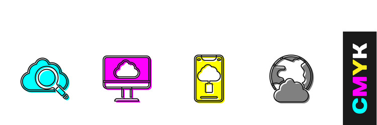 set search cloud computing technology data vector image