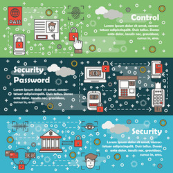thin line security web banner template set vector image
