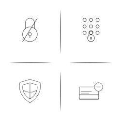 cyber security simple linear icon setsimple vector image