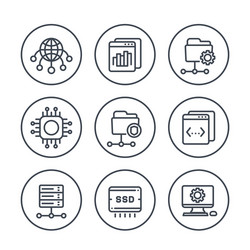 FTP & Hosting Line Icons vector image