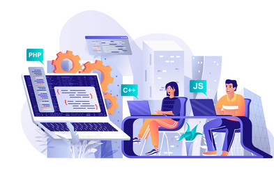programming software concept in flat design vector image
